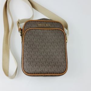 Michael Kors Jet Set Travel Flight Brown Crossbody Signature Bag